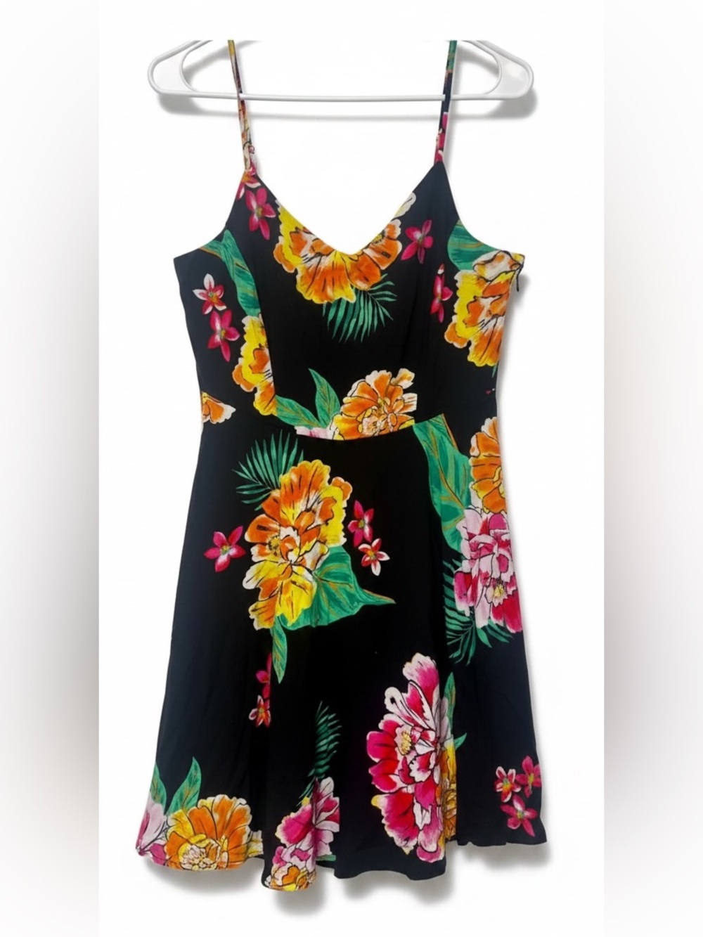 Old Navy The Cami Dress Black Floral Dress Strappy Sz Small Fit & Flare
